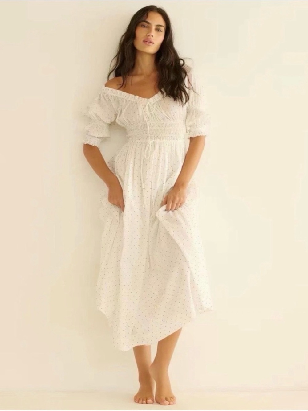 Doen Ischia dress salt flock dot S